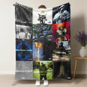 J. Cole Hip-Hop Icon Themed Soft Flannel Blanket – Legendary Rap Artist Artwork Collection – Cozy Throw Blanket for Hip-Hop Fans, Ideal Gift for J. Cole Enthusiasts