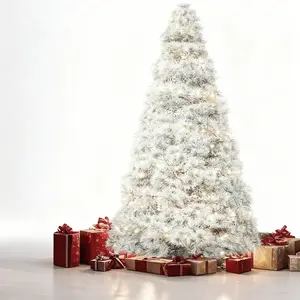 TikTok Viral Snow Flocked Pre-Lit Christmas Tree | 4.5-9FT Fire-Resistant Hinged Spruce with 120-600 Lights & Sturdy Metal Bas