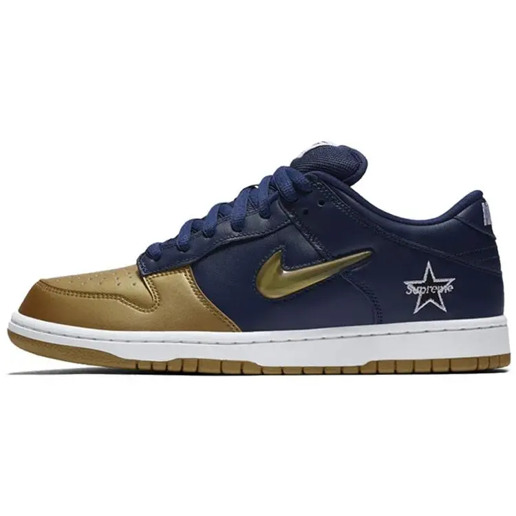 Nike X Supreme SB Dunk Low Qs Metallic Gold' Trendy Comfort Skate Shoes Unisex CK3480-700