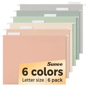 Hanging File Folders 6 Pack Letter Size with 1/5-Cut Tabs, Ideal for Home and Office Organization and Papers Classification, Morandi Colors