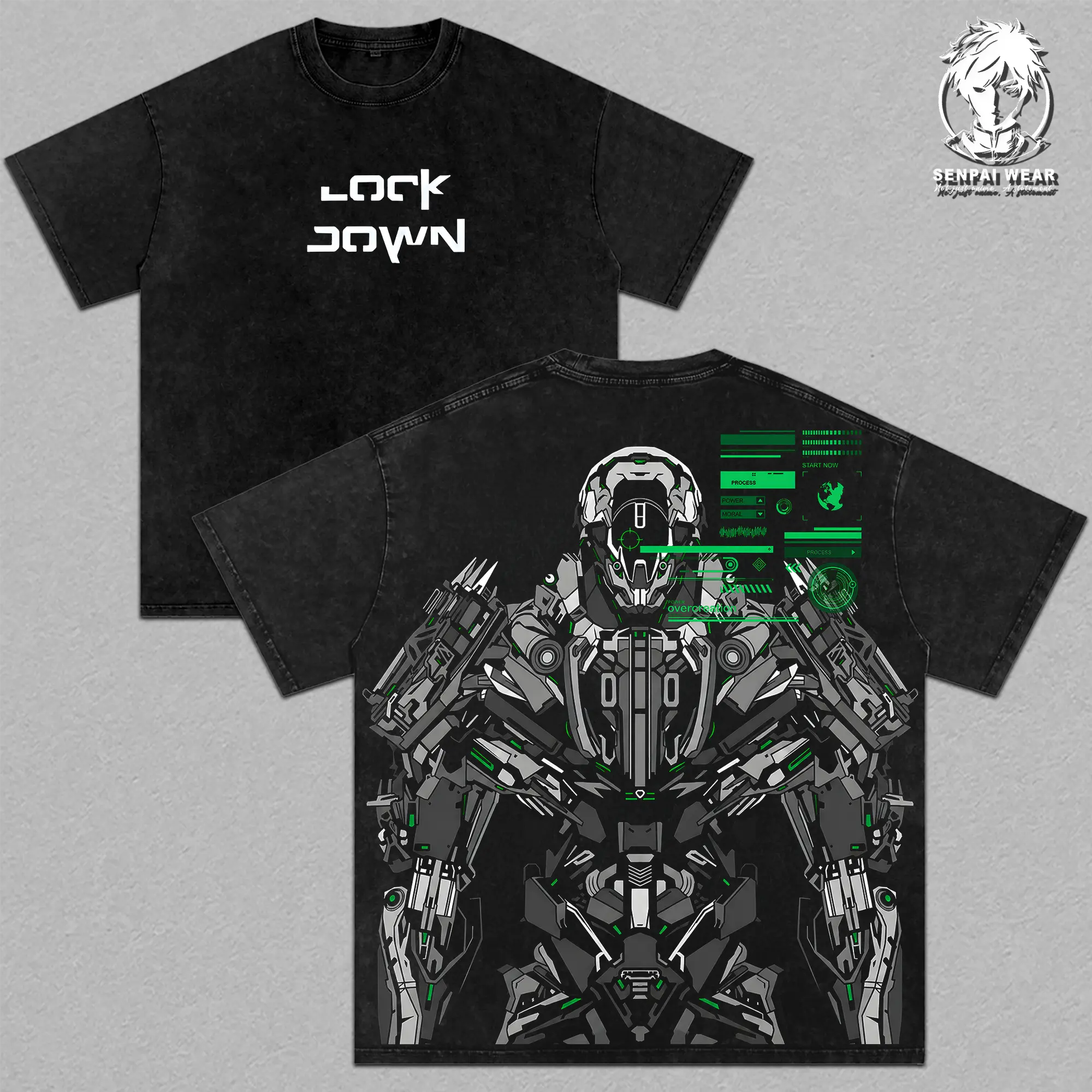 Lockdown Graphic Tee Vintage Washed Shirt Unisex Streetwear Mecha Merch Bounty Hunter Tee Robot T-Shirt Gift for Movie Lovers