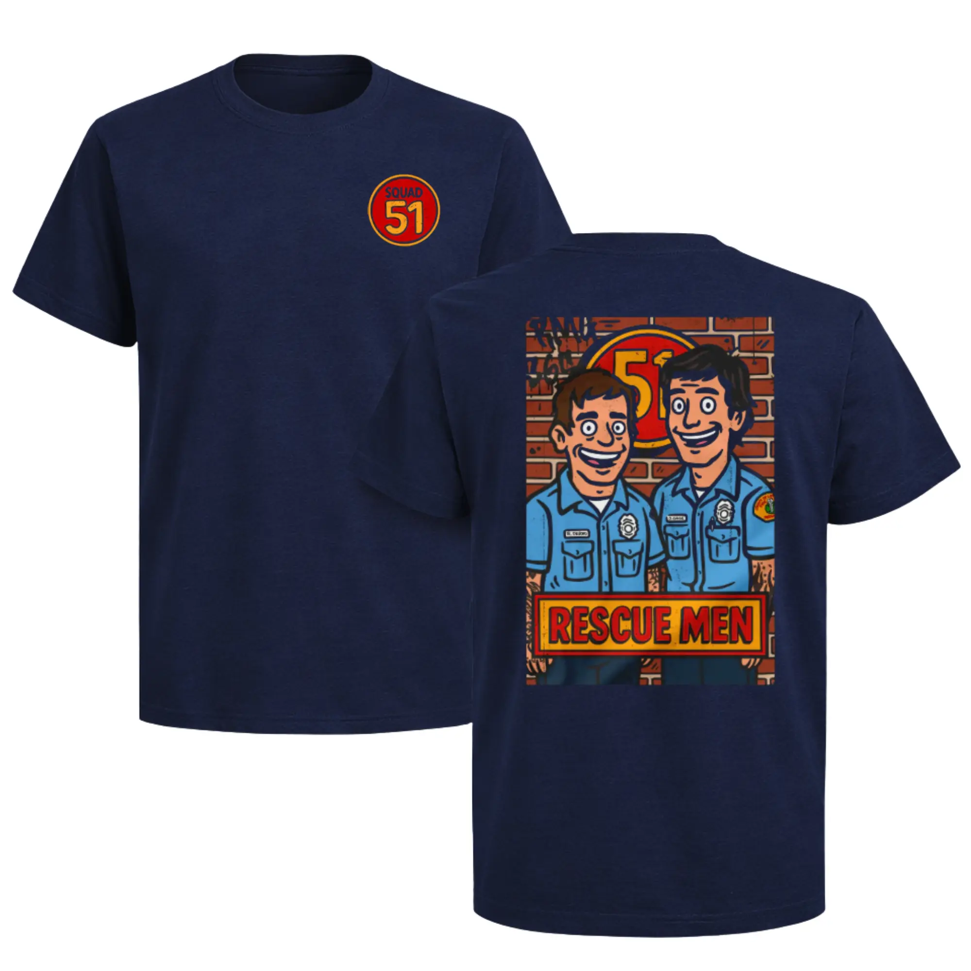 Squad 51 Rescue Men T-Shirt, Vintage Firefighter TV Tribute Shirt, Emergency Rescue Squad 51 Graphic Tee, Classic Fire Rescue Fan Gift