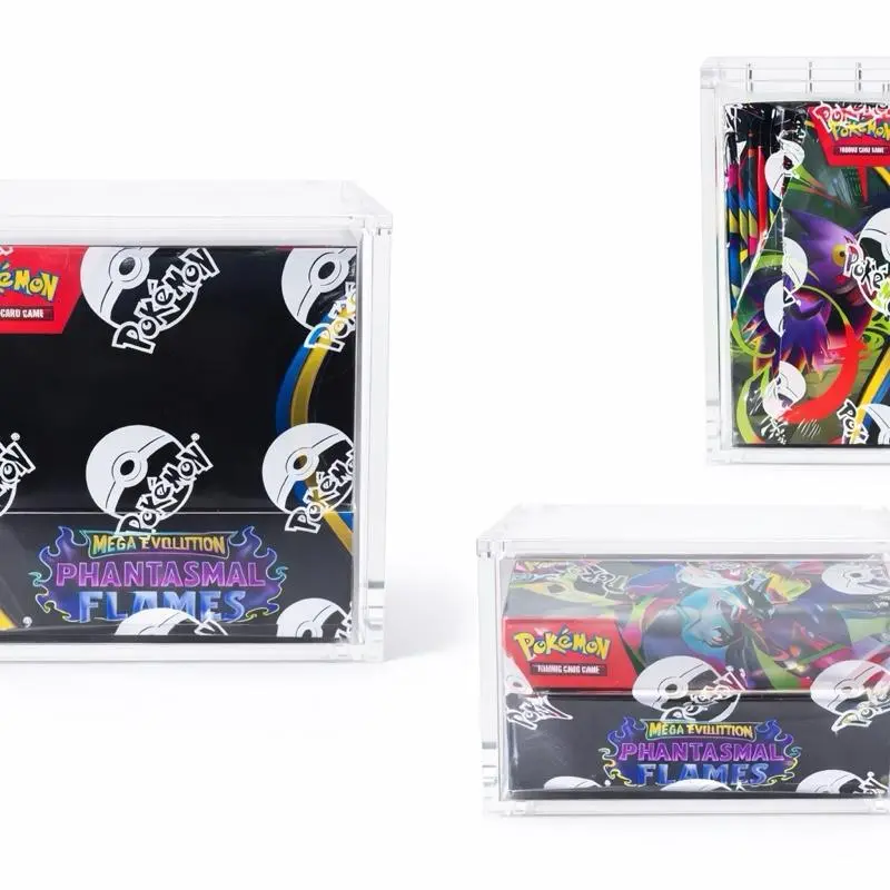 Premium Acrylic Booster Box display case, Compatible with english booster boxes,  strong magnetic close, crystal clear, uv protection , thick acrylic Dust scratch secure and protect your collection. Booster box case only! Fits standard English booster box