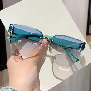 Fashionable Frameless Gradient Glasses for Couples – Trendy Cut Edge Design Perfect for Street Photography Travel and Outdoor Adventures Oval