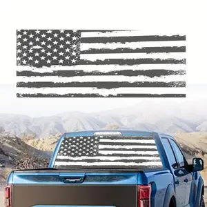 American Flag Pattern Car Rear Window Sticker, Waterproof Vinyl Sticker, Car Exterior Decoration Accessories for Pickup Truck & SUV