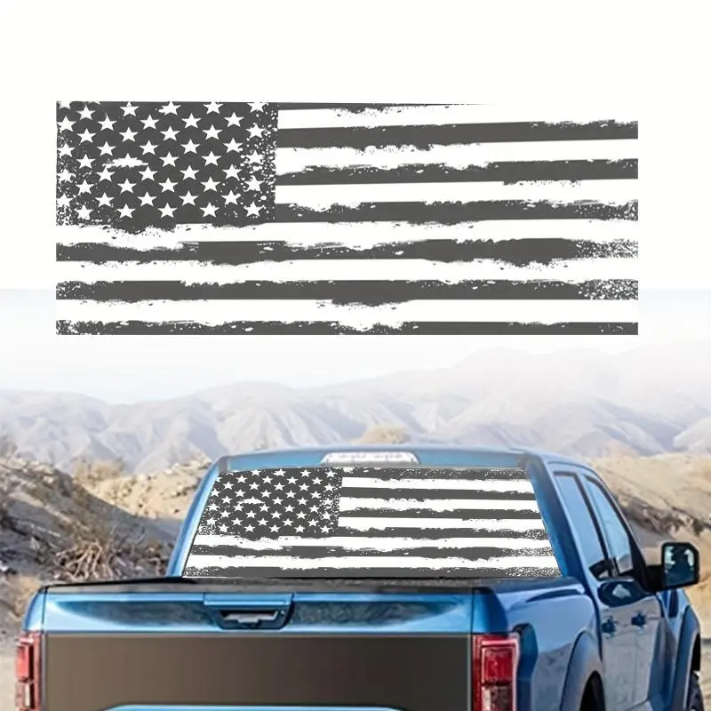 American Flag Pattern Car Rear Window Sticker, Waterproof Vinyl Sticker, Car Exterior Decoration Accessories, Truck Decals for Pickup Truck & SUV