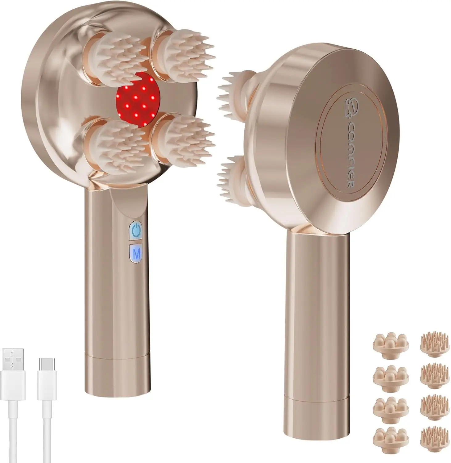 COMFIER Handheld Scalp Massager Hair Growth,Cordless Head Massager 3 Modes & 8 Silicone Claws,IPX7 Waterproof Body Massager for Stress Relax,Pet Massage,Head Scratcher,【2026】 Gift for Men,Women