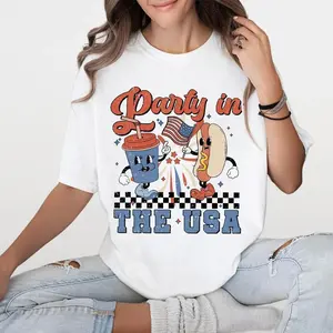 Retro Party In The USA Shirt, 4th Of July Shirts, Gift For Her, Indenpendence Day Gifts, Funny Fourth Of July Shirts, USA Hot Dog Funny Tee, USA Patriotic Tee, Shirt For Women, Trendy Celebration Shirt, Women's Tops