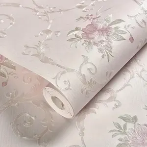 Rolls of self-adhesive non-woven floral pattern wallpaper, peel and stick, suitable for furniture decoration, elegant European style, available in multiple colors, easy to use, suitable for feature walls, bedrooms, living rooms, and furniture renovation
