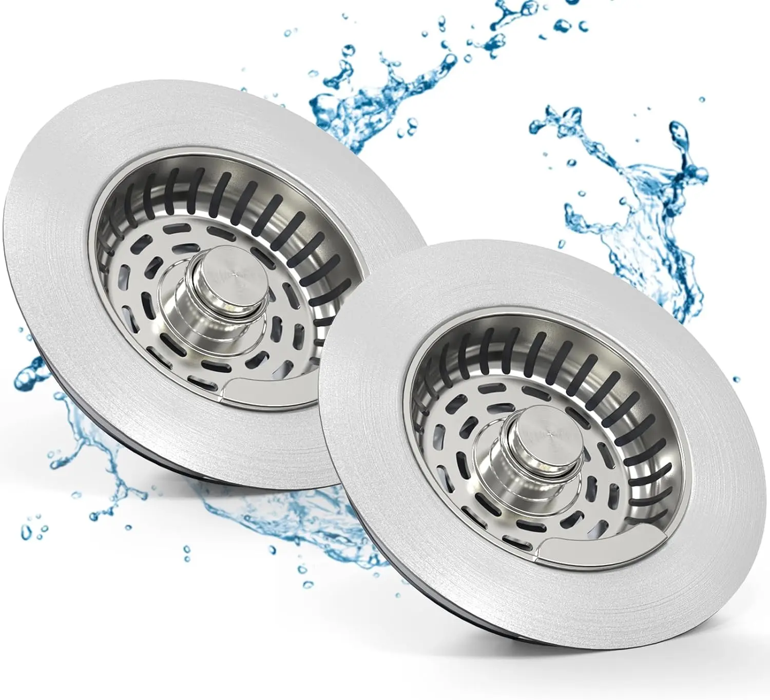 3-in-1 Easy-to-Use Stainless Steel 304 Kitchen Sink Strainer, Pop-Up Drain Protector Accessory for 3-1/2 inch US Standard Drains, Deodorizing Anti-Clog Basket with Water Storage, Drainage, Straining Functions, Rust-Resistant Durable Tool