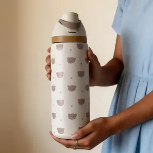1pc 24oz-32oz-40oz Bear Heart Stainless Steel Thermal Double Wall Insulated Cup, Cold Retention, Water Bottle, Coffee Mug, Travel Cup, Tumbler Reusable Cup, Birthday Gift