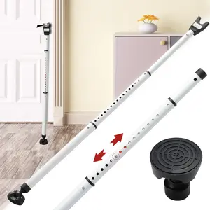 Door Security Bar, Upgraded 3-in-1 Double Spring Lock Heavy Duty Adjustable Sliding Door Stopper Home Security Lock for Apartments Hotels Anti-Collision Anti-Pry Ideal for Single People Living Alone