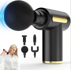 Home portable USB rechargeable 6-speed body massage gun, adjustable multifunctional body fascia gun . Perfect for muscle recovery, neck & back pain relief, and post-workout relaxation, 4 replaceable heads; Ultra-quiet brushless motor, Black massager Gift