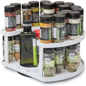 2-Tier Spice Rack Organizer for Cabinet | Rotating Lazy Susan Spice Organizer Holds 40 Spice Jars | Countertop & Pantry Spice Shelf for Kitchen Organization & Storage