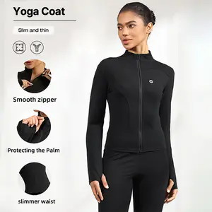 Women's High Waist Compression Sports Jacket, Slim Fit Waist Shaping Long Sleeve Activewear, Breathable Stretchy Workout Outerwear for Gym, Fitness, Running, Yoga and Outdoor Training