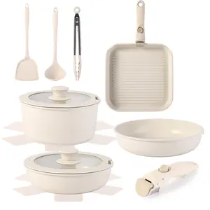 12pcs Pots and Pans Sets Non Stick, Cookware Set with Detachable Handle, Induction Pan Set for RV Cookware,Oven Safe, PFOA Free