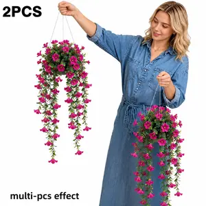 2pcs Rose Shadow Hanging Ornament, UV-Resistant Artificial Flower Vine, Ideal for Outdoor Garden, Patio, Porch, Spring & Summer Decor