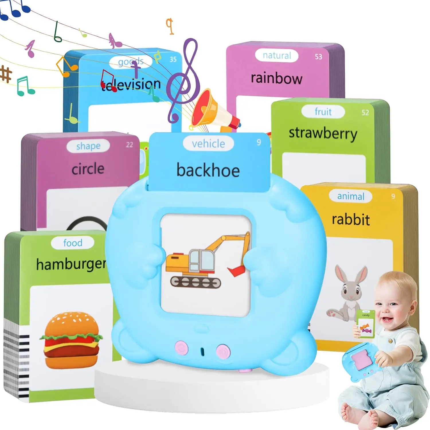 Kids Toddler Talking Flash Cards with 224 Sight Words,Montessori Toys,Speech Therapy,Autism Sensory Toys,Learning Educational Gifts for Age 2 3 4 5 Years Old Boys and Girls