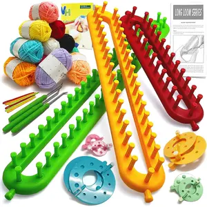 UCDRMA Knitting Loom Kit 35PC Scarf Loom Knitting Kit for Beginners, Quick Loom Knitting for Beginners Adult Contain Instructions, Pom Pom Maker and Yarn for Crochet Blanket Kit