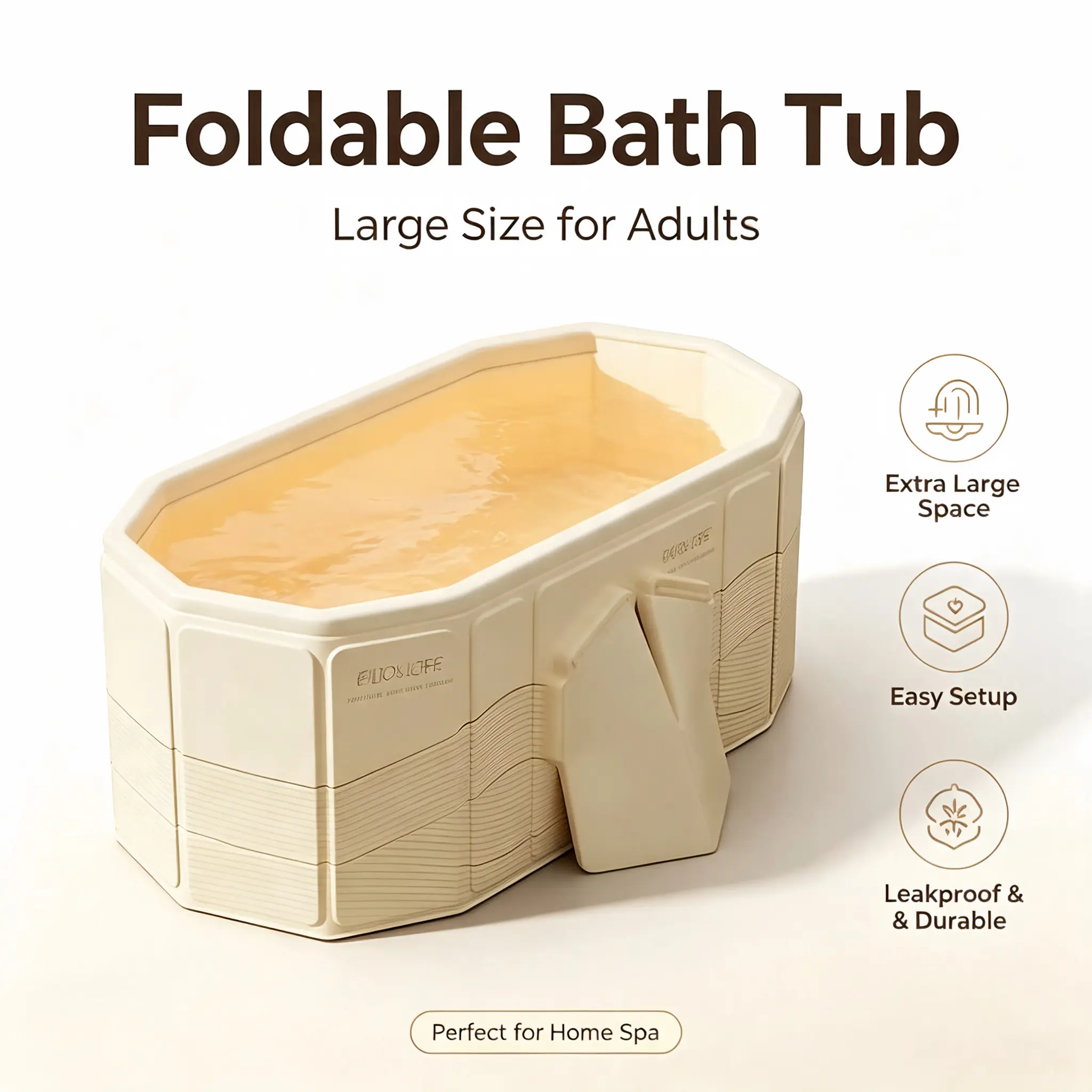 Adult Foldable Portable Non-Inflatable Bathtub, 1.5M Large No-Installation Soaking Tub for Home Bathroom Camping Personal Care travel