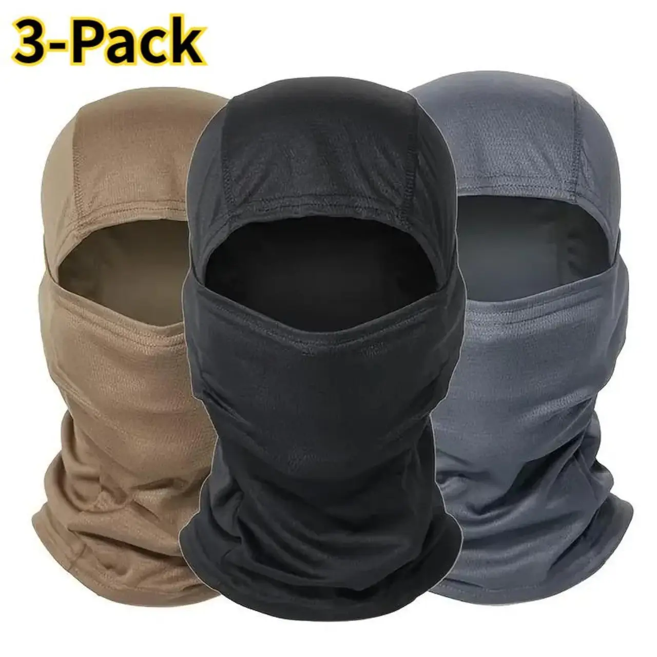 3-Pack Tactical Windproof Balaclavas - Full-Cover Warm Biker Style Riding Gear, Motocross Dual Sport Motorcycle-Inspired Face Mask for Hunting