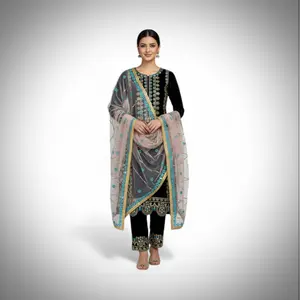 Beautiful winter set in velvet with net dupatta heavy jari and sequence work perfect for any occasions Womenswear Clothes bust size M(38),L(40),xl(42),xxl(44) Elegant Outfit