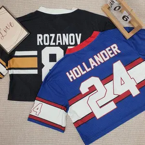 Rozanov & Hollander Women’s Crop Mesh Jersey – Rivalry Inspired Hockey Fan Top, Trendy Sports Streetwear Shirt