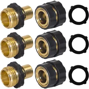 Garden Hose Quick Connector, 3/4 Inch Male and Female Garden Hose Fitting Quick Connector, 3 Set