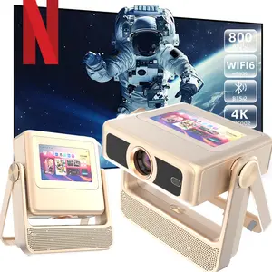 3In1 Portable Android Projector With Built-In Speakers & Smart TV Function,1080P Full HD Supported 4K Video Projector,Short Throw Auto Keystone Correction Projector,Compatible With Ceiling Mount Projection,Ideal For Home Theater Camping Party Holiday Use
