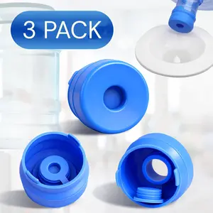 3 & 5 Gallon Water Jug Caps, Non-Spill Leak Free Silicone Covers for Indoor & Outdoor Use, BPA Free Food Grade - Pack of 3