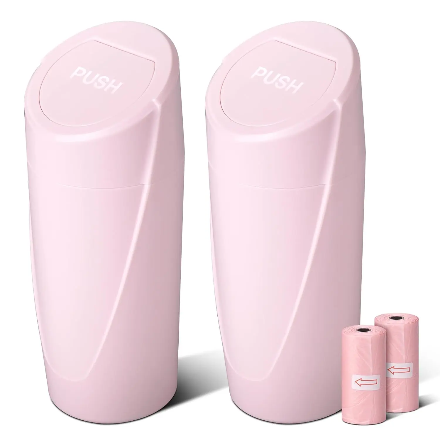 Car Trash Can Bin with Lid, Car Garbage Can Cup Holder,  Leakproof Vehicle Trash Garbage Can Bin with 40pcs Trash Bags