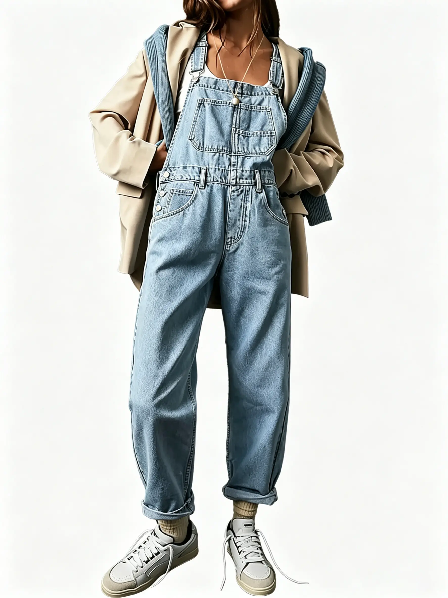 Women's Classic Denim Sleeveless Bib Overalls - Casual, Comfy and Cute Cotton Wide Leg, Adjustable Straps, Pockets, Loose Summer Jumpsuit, Casual Overalls, Classic Denim Overalls