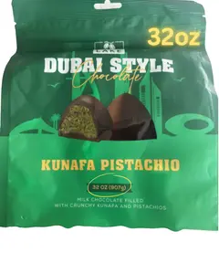 Dubai Style 32 Oz Viral Chocolake Milk Chocolate Filled with Crunchy Kunafa & Pistachios Snack Bonbon Authentic Dubai Taste 907g Dessert