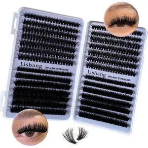 560 Fluffy Lash Bundle Set - Diy Dramatic Lashes, Super Thick 60D+80D, D-shaped Curled Edge, 10-18mm Reusable Lash Extension Strap for Soft False Eyelashes, Creating a Stunning Fluffy Appearance, Eyelash Extensions