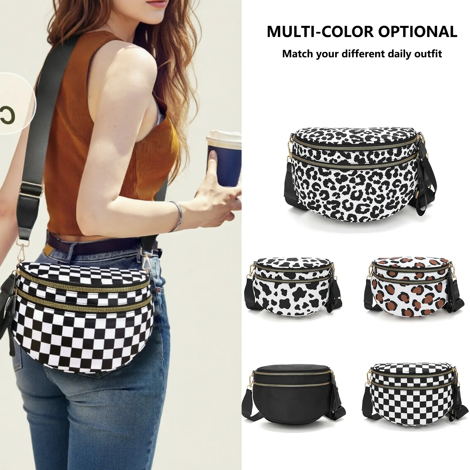 Women's Large-Capacity Crossbody Bag, Water-Resistant Fabric, Multifunctional Sports & Outdoor Shoulder Bag, Casual Sling Chest Pack