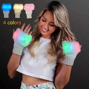 LED Glow-in-the-Dark Fingerless Mittens 3 Color-Changing Flash Modes Perfect Party Gift for Weddings, Dances, Concerts, Outdoor Events, Birthdays, Halloween, and Christmas