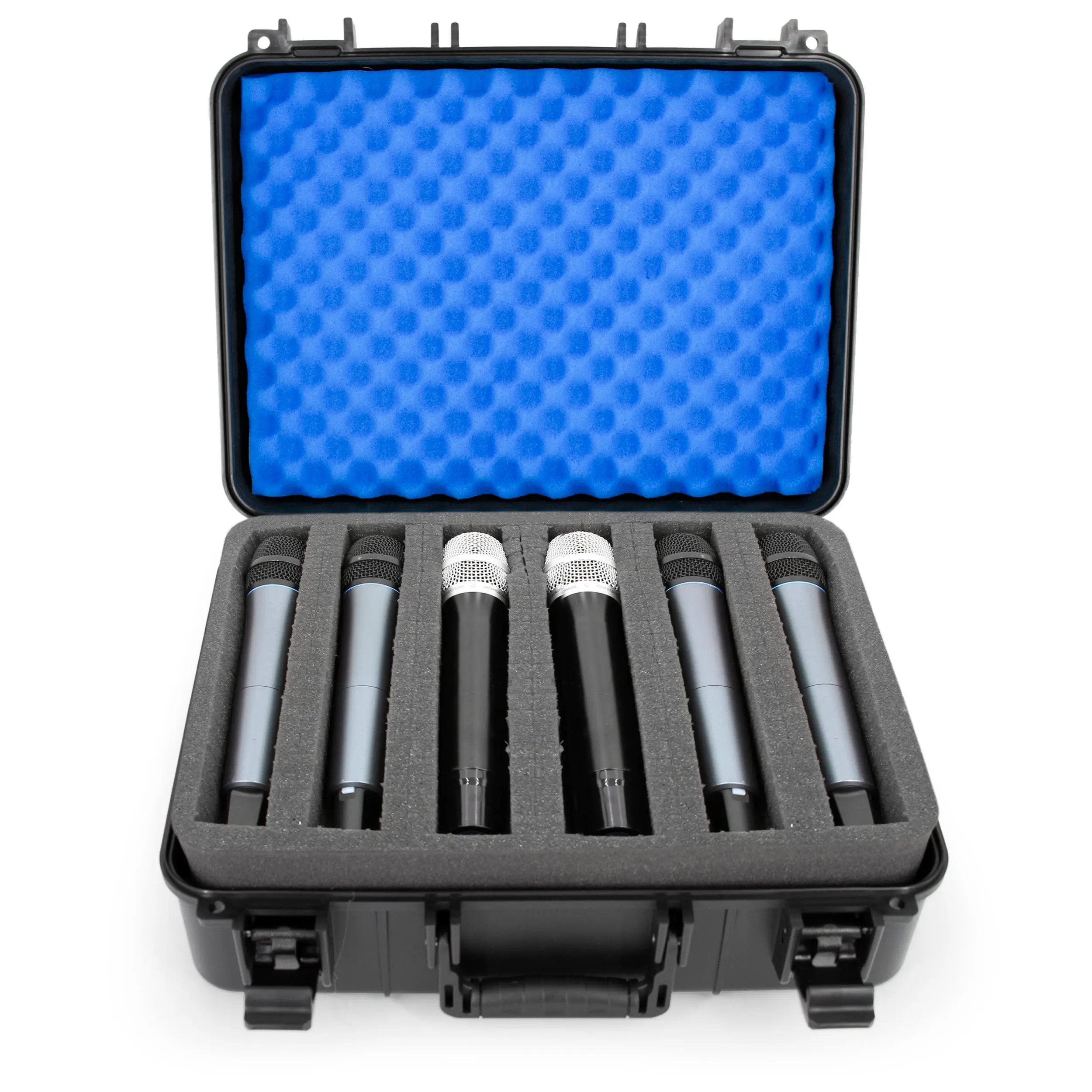 CASEMATIX Wireless Microphone Case Holds 12 Mics, Customizable Diced Foam, Hard Shell, Fits Shure, Sennheiser, AKG, Audio Technica, Travel Ready, Recording Gear Cover
