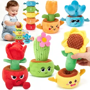 hahaland Plush Garden Stacking Toys with Color Matching Planting Play 10 in 1 Toddler Toys Fine Motor Sensory Emotional Development Montessori Toys for 1 Year Old Boy Girl Holiday Christmas Gift Toddler Flower Pot Toy Easter Gift Stuffers for Boys Girls