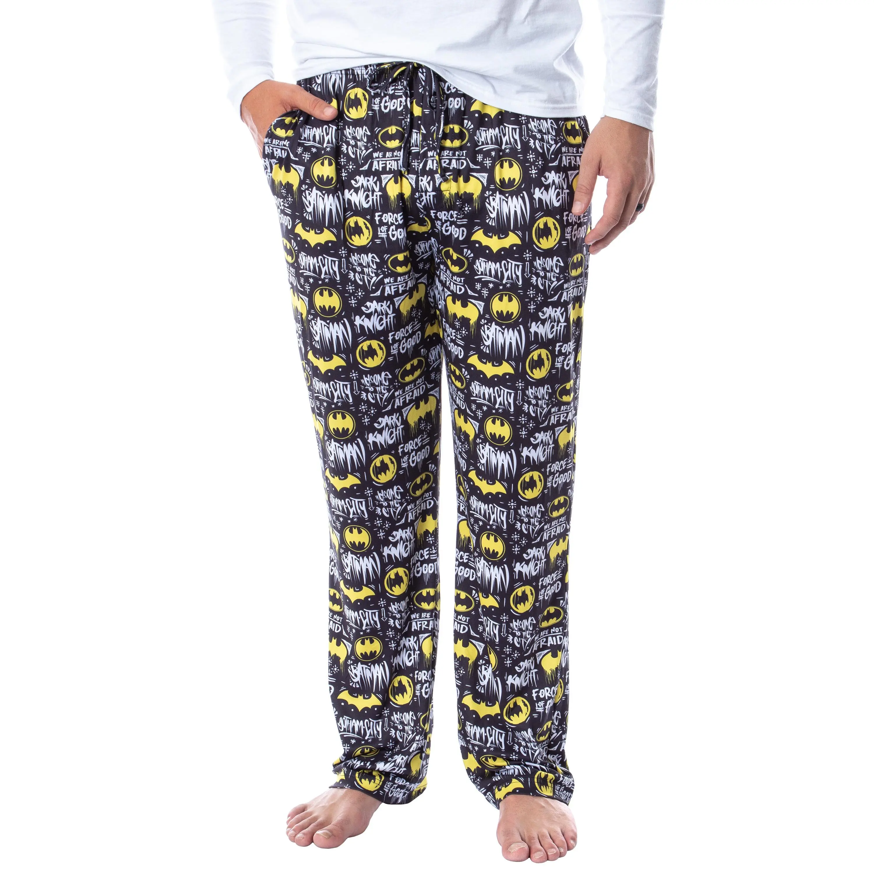 DC Comics Mens' Batman Dark Knight We Are Not Afraid Sleep Lounge Pajama Pants Sleepwear
