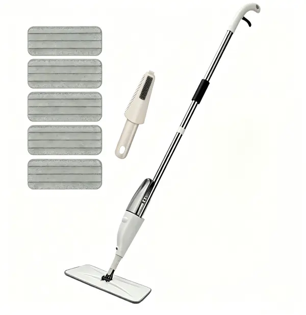 360° Rotating Spray Mop, 2-in-1 Wet & Dry Floor Cleaning Mop with Refillable Water Sprayer, 40CM Wide Hands-Free Microfiber Flat Mop for Hardwood, Tile, Laminate Floors, with 5 Washable Cloth Pads