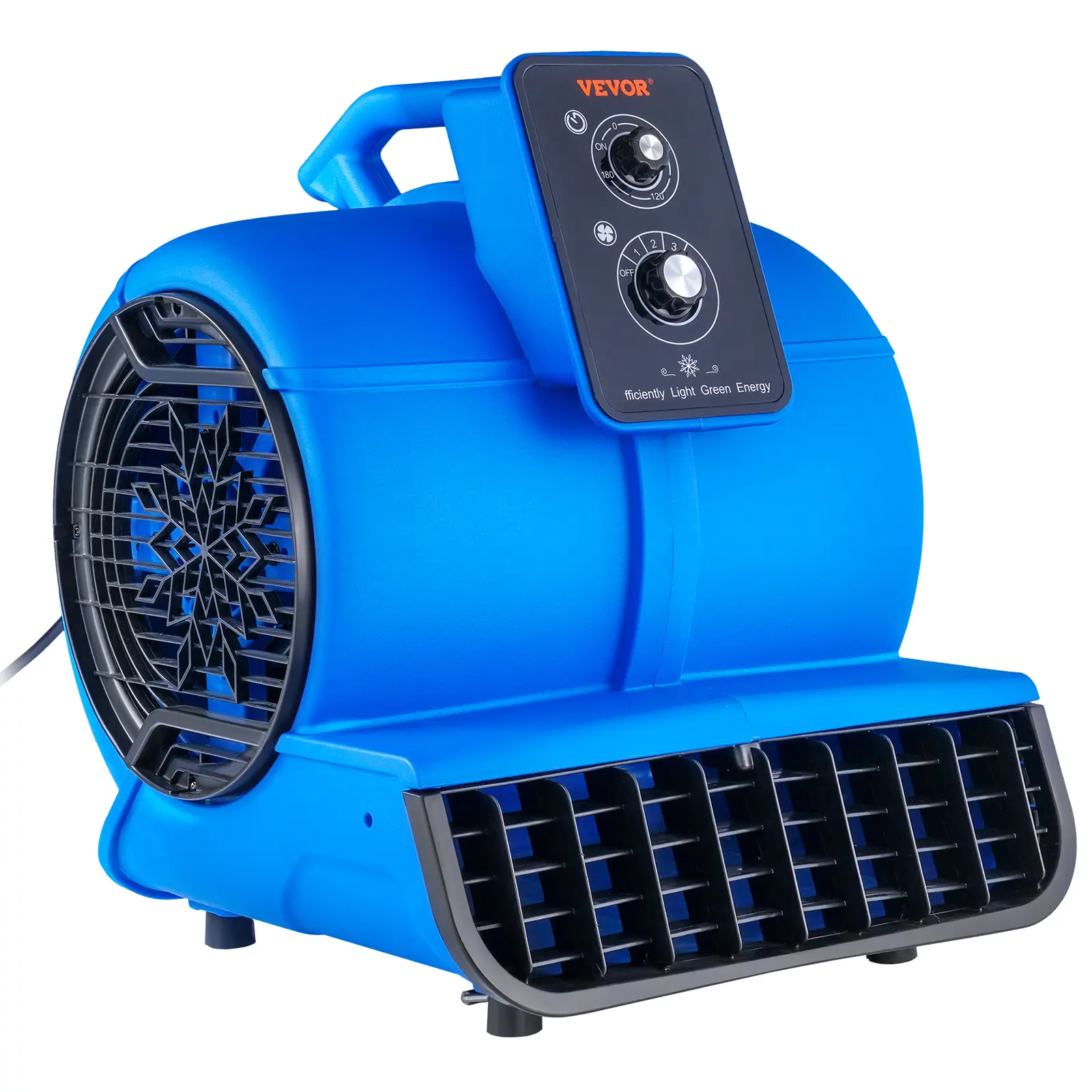 VEVOR Corded 1/2 HP Floor Blower, 2600 CFM Adjustable Air Mover with 4 Blowing Angles, 3 Speed Control, Timer Function, ETL Listed Multifunctional Jet Blower, Portable Carpet Dryer Ready to Use Right Out Box for Janitorial Needs