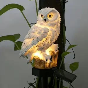 1pc Owl Outdoor Solar Lamp, Realistic Barn Owl Design With Luminous Eyes, Solar LED Garden Decoration, And Durable Plastic, Lawn, Courtyard, Fence, Terrace Embellishment Lighting, Natural Inspiration Lighting