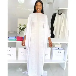 MD Elegant Dubai African Chiffon Dresses For Women Robe White Muslim Ramadan Abaya Dashiki Gown Plus Size Africa Church Clothing