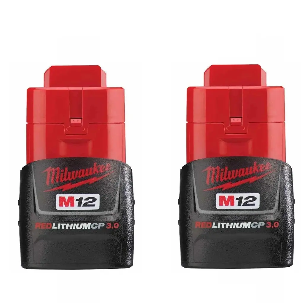 Milwaukee 48-11-2430 M12 REDLITHIUM 3.0 Compact Lithium Ion Batteries (2-Pack) - Long Lasting Power Tools Battery, Upgraded Replacement, 20% More Power, 2x More Life, 3x More Runtime