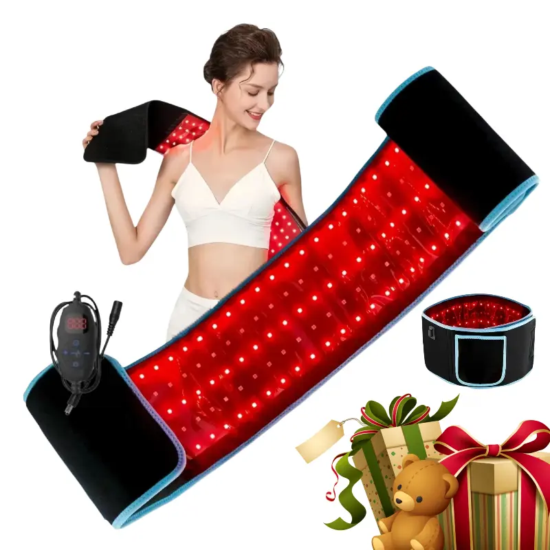 Red & Infrared Light Wellness Wrap Belt, Wearable Large Pad for Waist Back Abdomen to Soothe Muscle Tension & Discomfort, Gentle Body Skin Conditioning LED 660nm & 850nm with Controller