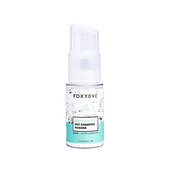 FoxyBae Beach Whisper Non-Aerosol Dry Shampoo Powder + Biotin | Natural Oil Absorbing Powder | Refresh Roots | Adds Volume & Texture | For All Hair Types | Travel Size