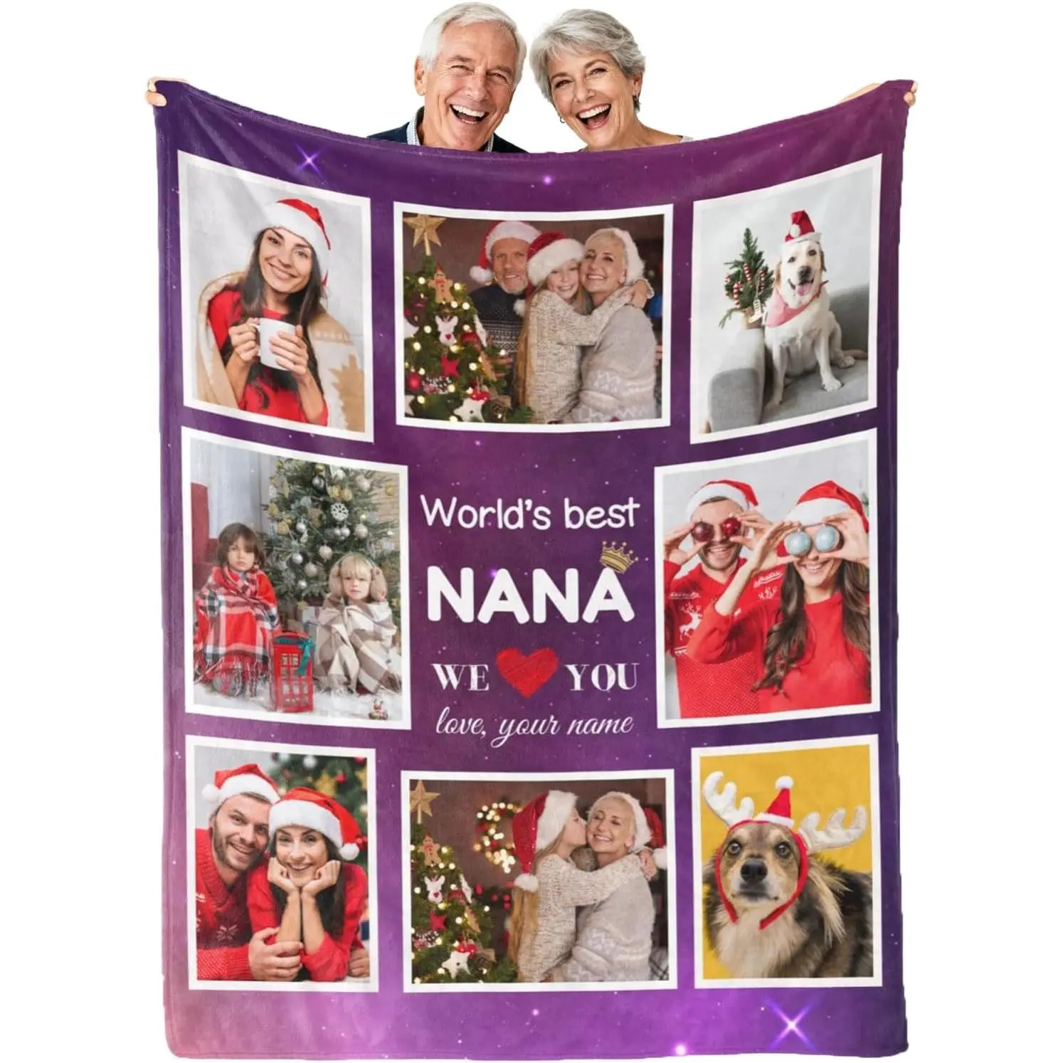 Personalized Nana Blanket Gifts Best Nana Ever Mothers Day Blanket from Grandkids Customized Blankets with Photos Picture Collage Throw Christmas Mothers Day Birthday Gifts