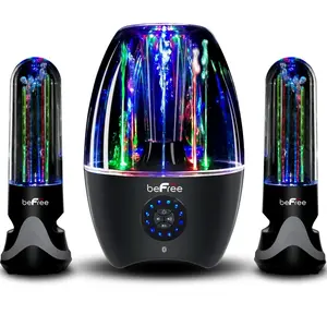 212 MAIN Rock-Shape 2.1 Channel Wireless Bluetooth Audio Speaker System - Polypropylene Construction, LED Dancing Water Lights, Multimedia Compatibility, Outdoor Weatherproof, 2000mAh Battery