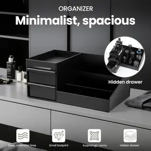 Minimalist Spacious Mens Cologne Organizer with Hidden Drawer Bathroom Organizers Perfume Tray Multilayer Storage for Men artificial holly berry stylish headwear