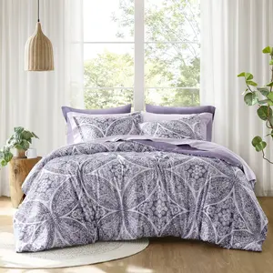 6/9 Piece Bed in a Bag Set with Medallion Print & Coral Sheets – Soft Microfiber, Side Pocket Fitted Sheet